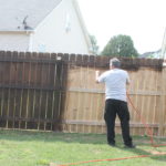 Fence staining during